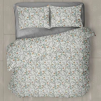 Chickadees Flannel Duvet Cover Set