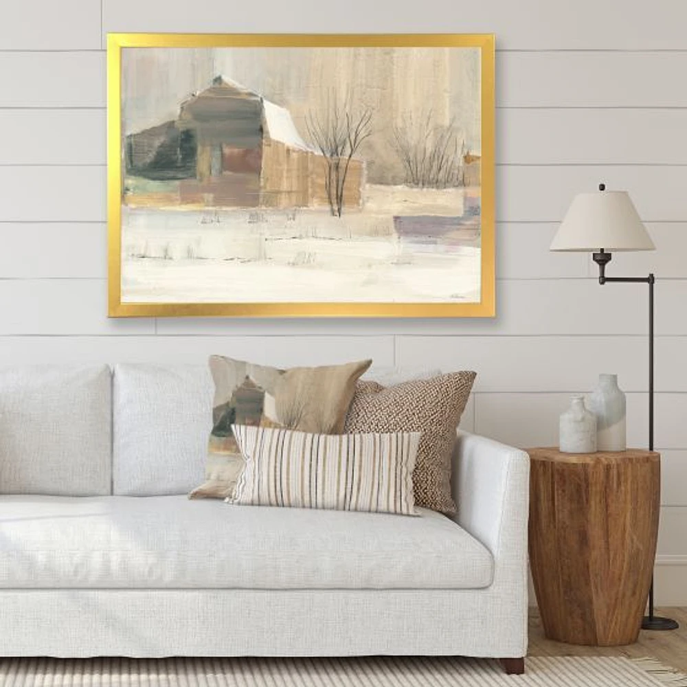 Winter on the Farm house  Canvas Art