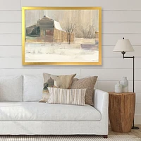 Winter on the Farm house  Canvas Art