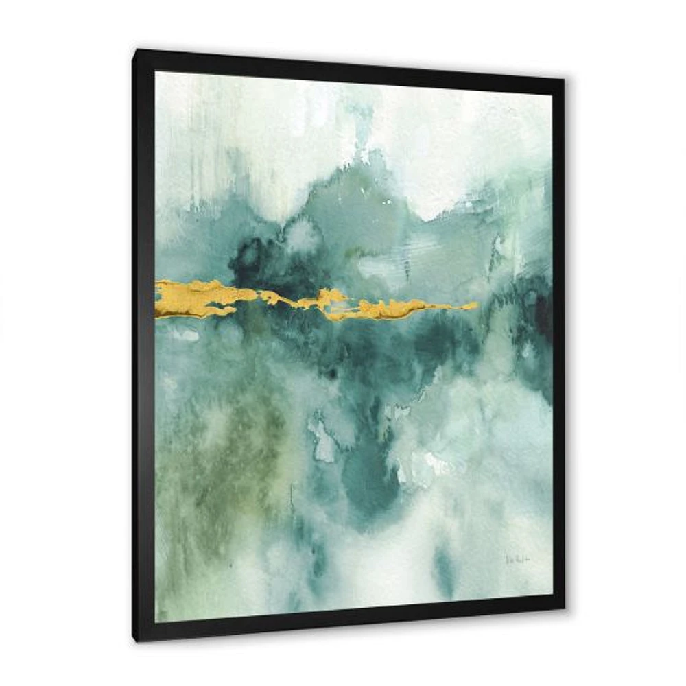 Blue Watercolor Impression with Gold  Wall Art