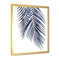 Blue Palm Leaves Abstract Tropical Branches  Wall Art