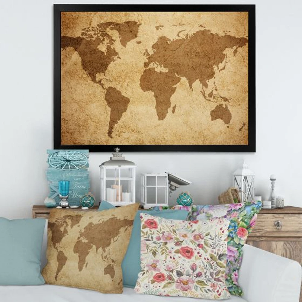 Ancient Map of The World V Canvas Wall Art