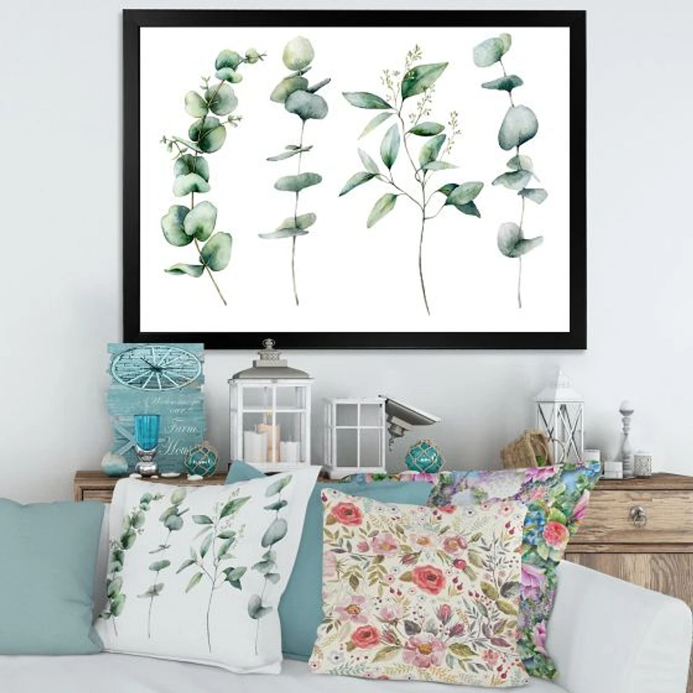 Green Eucalyptus Branches I Canvas Wall Art Print