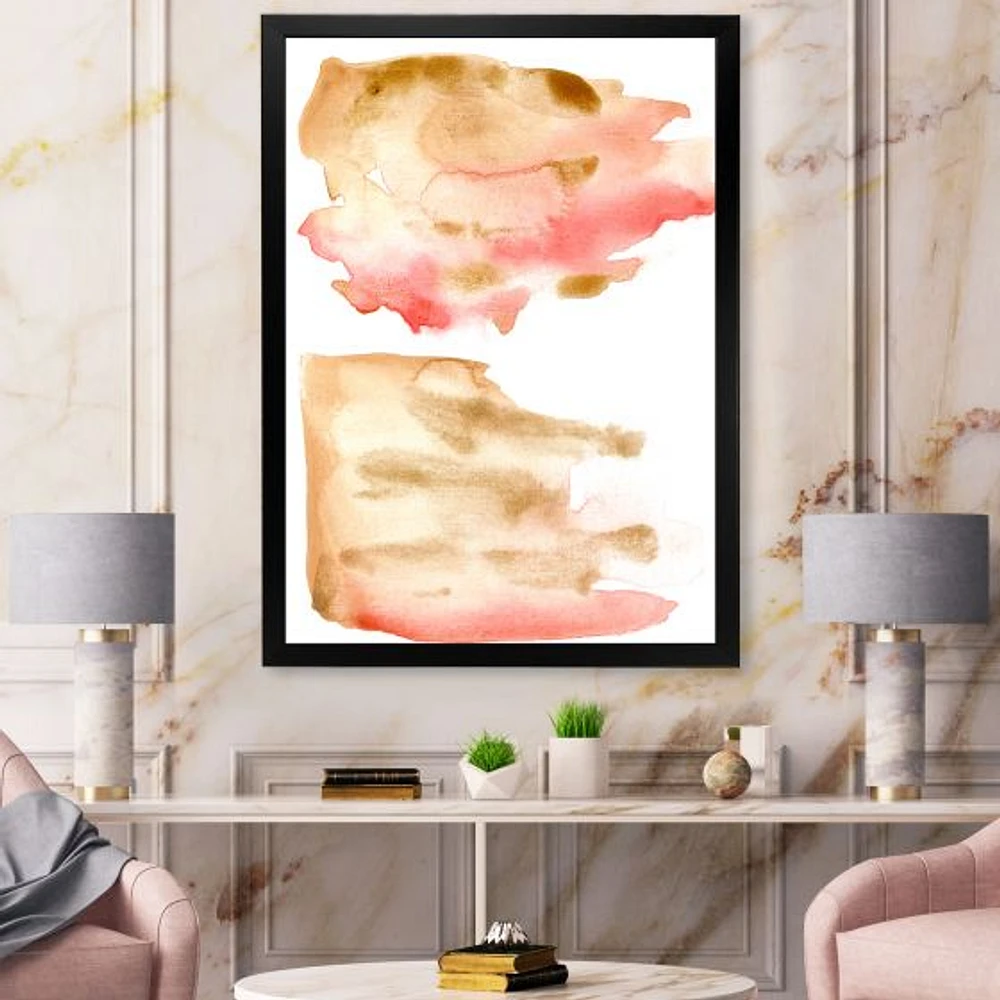 Pink Gold Red and Beige Abstract Clouds  Canvas Wall Art Print