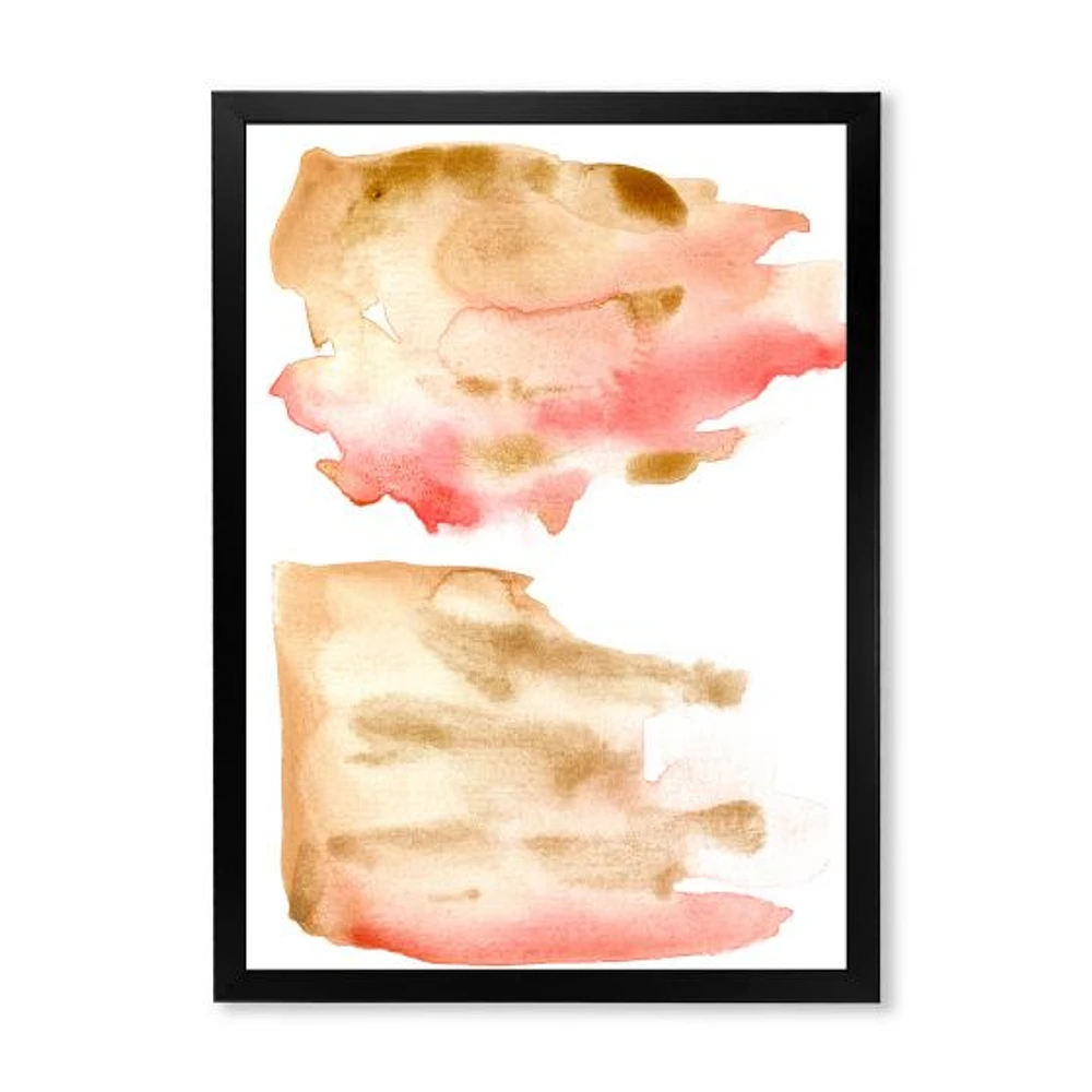 Pink Gold Red and Beige Abstract Clouds  Canvas Wall Art Print