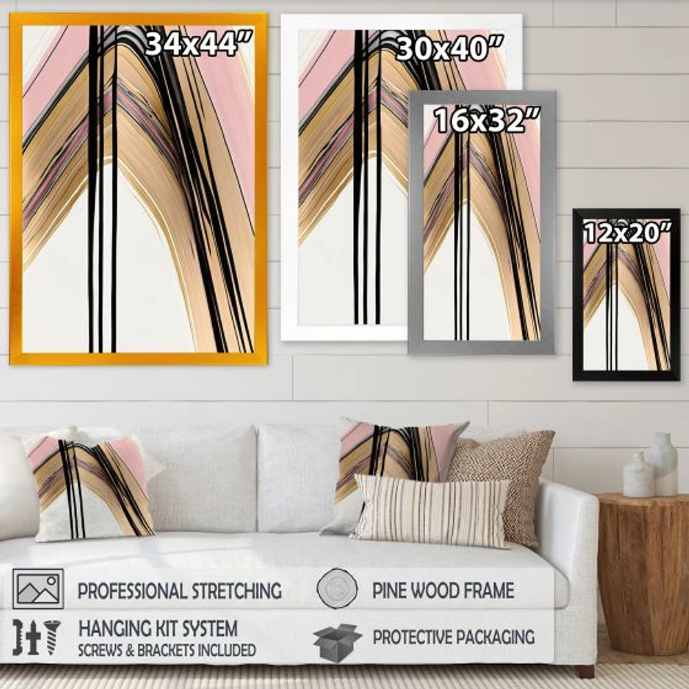 Minimalism Pink And Gold Cubic Fusion V Wall Art