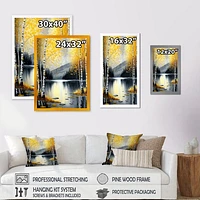 Monochrome Golden Birch Trees By The Lake I Wall Art