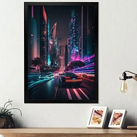 Futuristic Miami Neon Art Wall