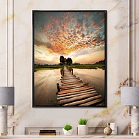 Makeshift Wooden Pier Over River  Canvas Wall Art