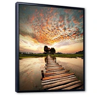 Makeshift Wooden Pier Over River  Canvas Wall Art