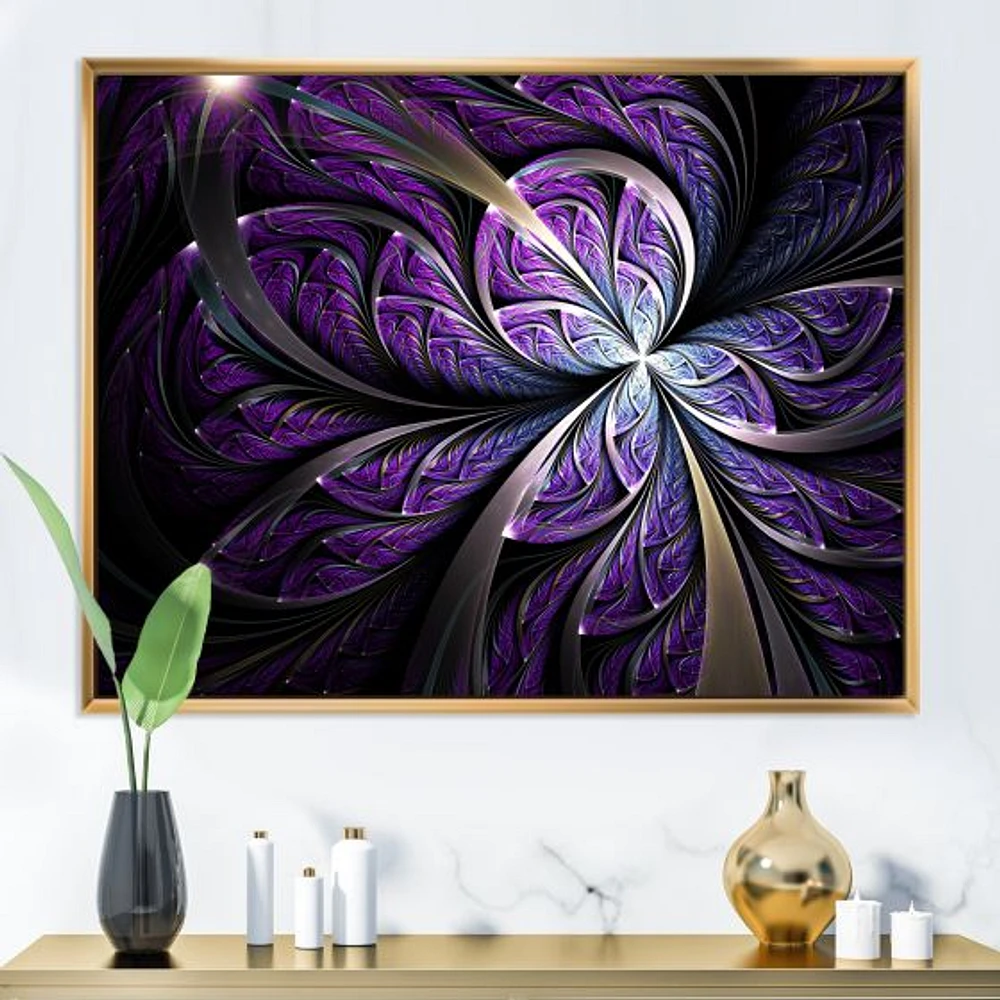 Glittering Purple Fractal Flower Canvas Art Print