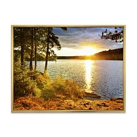 Beautiful View of Sunset over Lake Wall Artwork Print on Canvas