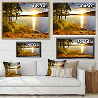 Beautiful View of Sunset over Lake Wall Artwork Print on Canvas