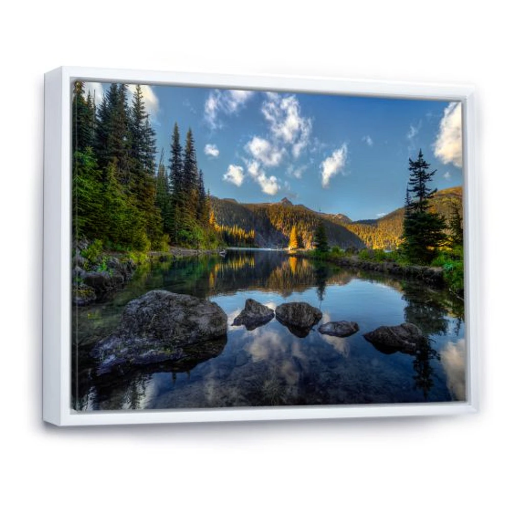 Mountain Lake Surrounded by Trees  Artwork Canvas Print