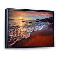 Stunning Ocean Beach at Sunset  Art Print on Canvas
