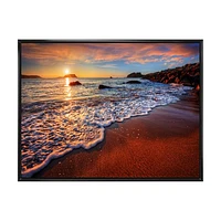 Stunning Ocean Beach at Sunset  Art Print on Canvas