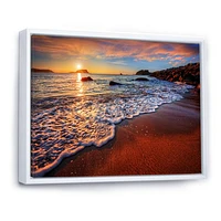 Stunning Ocean Beach at Sunset  Art Print on Canvas