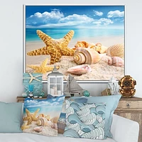 Starfish and Seashells on Beach Canvas Wall Art Print