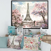 Eiffel with Pink Flowers Canvas Art Print