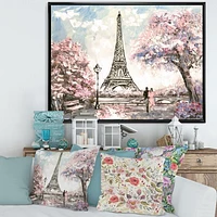 Eiffel with Pink Flowers Canvas Art Print