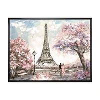 Eiffel with Pink Flowers Canvas Art Print
