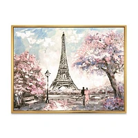 Eiffel with Pink Flowers Canvas Art Print