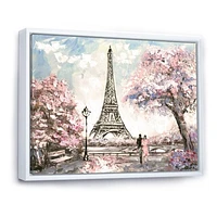 Eiffel with Pink Flowers Canvas Art Print