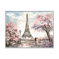 Eiffel with Pink Flowers Canvas Art Print