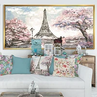 Eiffel with Pink Flowers Canvas Art Print