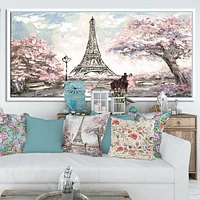 Eiffel with Pink Flowers Canvas Art Print