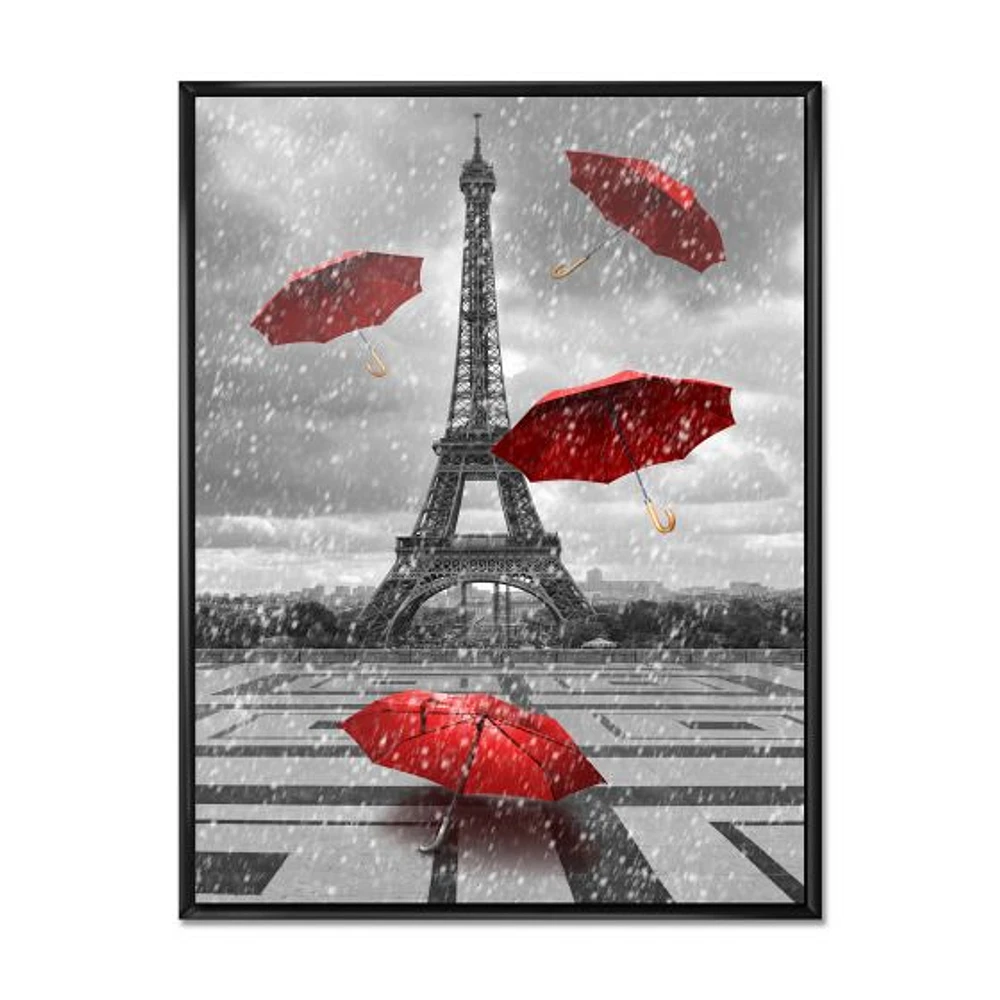 Flying Umbrella with Eiffel Tower  Canvas