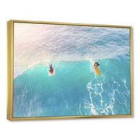 Surfers on A Bright Sunny Ocean Wave  Wall Art