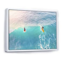 Surfers on A Bright Sunny Ocean Wave  Wall Art