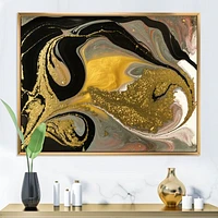 Gold and Black Marbled Rippled Texture I  Wall Art