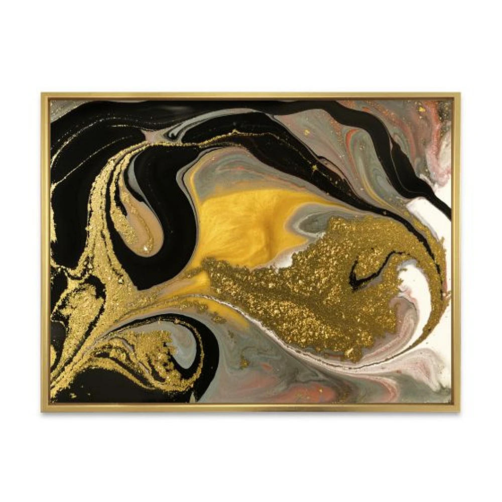Gold and Black Marbled Rippled Texture I  Wall Art