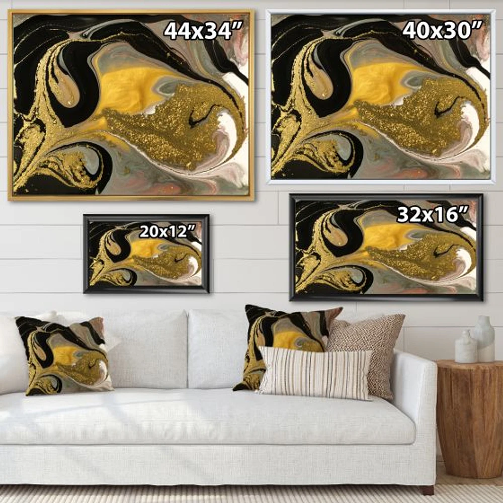 Gold and Black Marbled Rippled Texture I  Wall Art