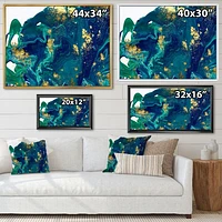 Golden Marble on Dark Blue Universe  Wall Art