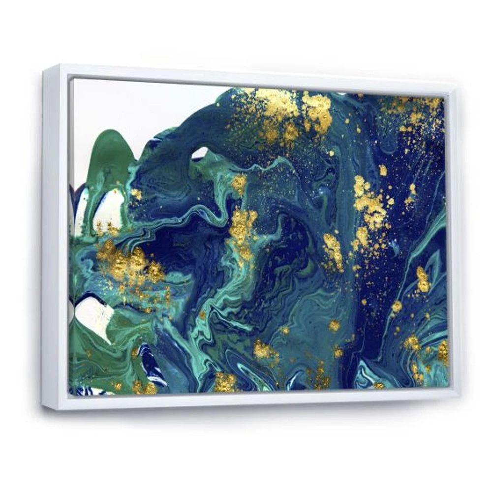 Golden Marble on Dark Blue Universe  Wall Art