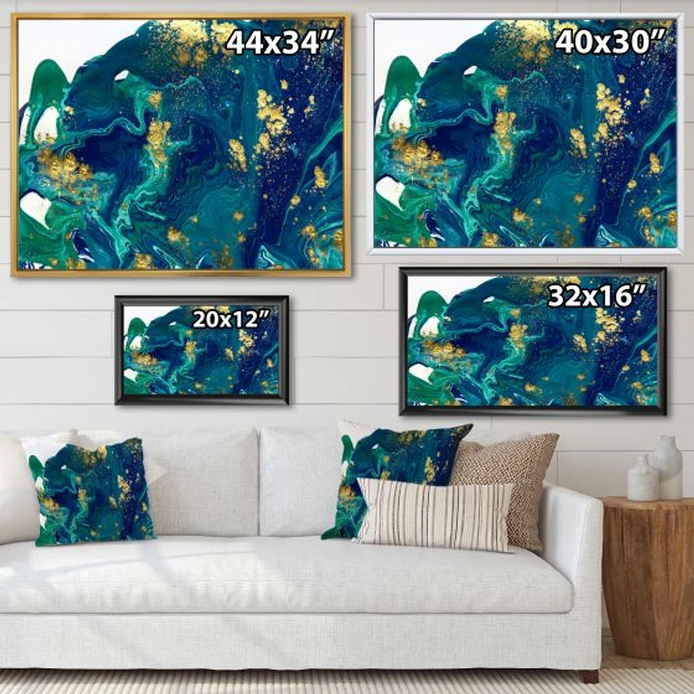 Golden Marble on Dark Blue Universe  Wall Art