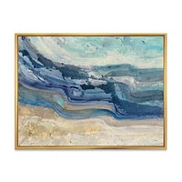 Coast Blue Sea Waves Watercolour Wood Canvas Art