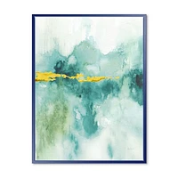 Blue Watercolor Impression with Gold  Wall Art