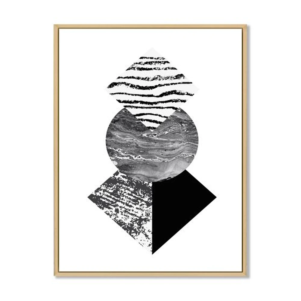 Tropical Palm Leaf with Abstract Geometry Shapes I Wall Art