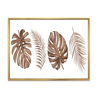Tropical Monstera and Palm Leaf Terracotta  Wall Art