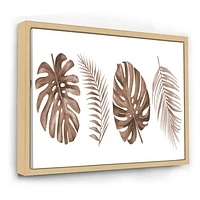 Tropical Monstera and Palm Leaf Terracotta  Wall Art