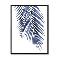 Blue Palm Leaves Abstract Tropical Branches  Wall Art