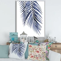 Blue Palm Leaves Abstract Tropical Branches  Wall Art