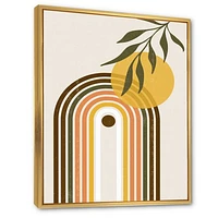 Abstract Yellow Sun with Retro Rainbow  Canvas Wall Art