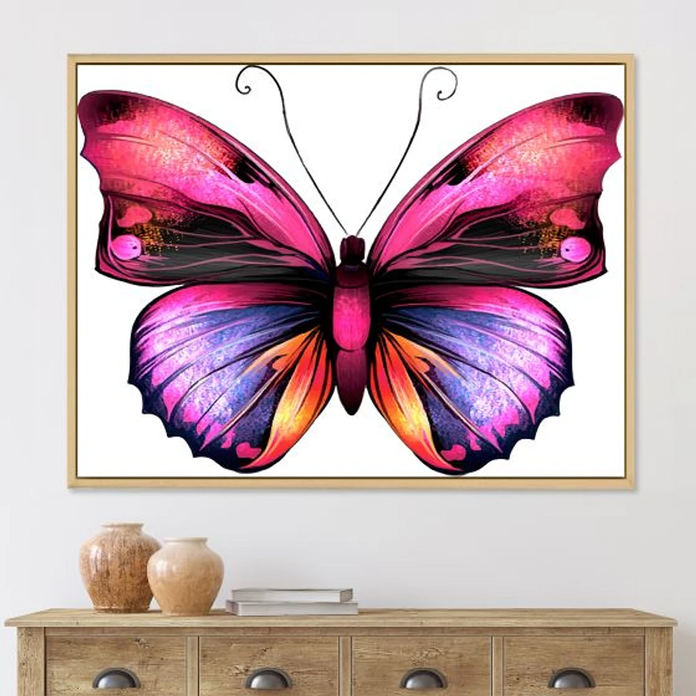 Bright Pink Butterfly Portrait  Wall Art