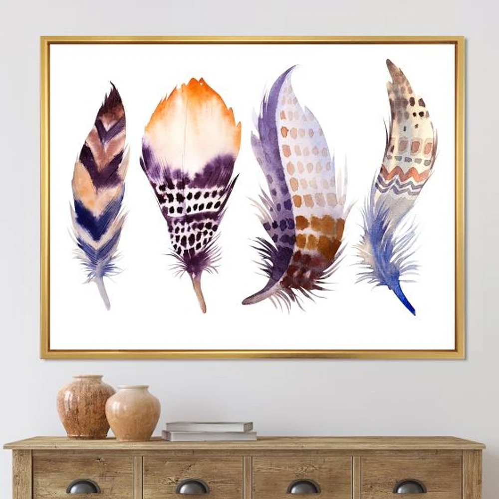 Purple Boho Feathers  Wall Art