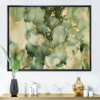 Green Luxury Abstract Fluid Art I Canvas Wall Print